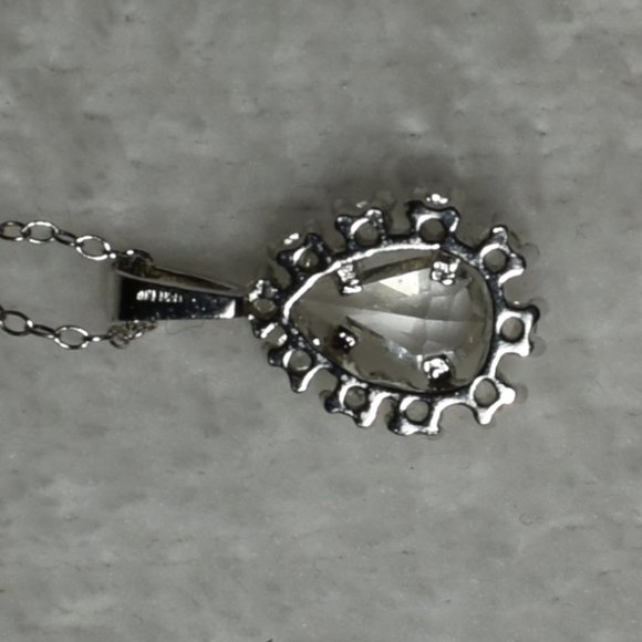 10KGP Silver Necklace w/Multi CZ Teardrop Pendant - Picture 4 of 8